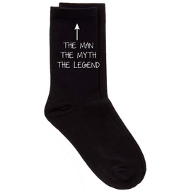 60 Second Makeover Limited The Man The Myth The Legend Men's Black Calf Funny Socks Birthday Present Fathers Day Dad Gifts For Dads Birthday Idea Funny Socks (One Size)