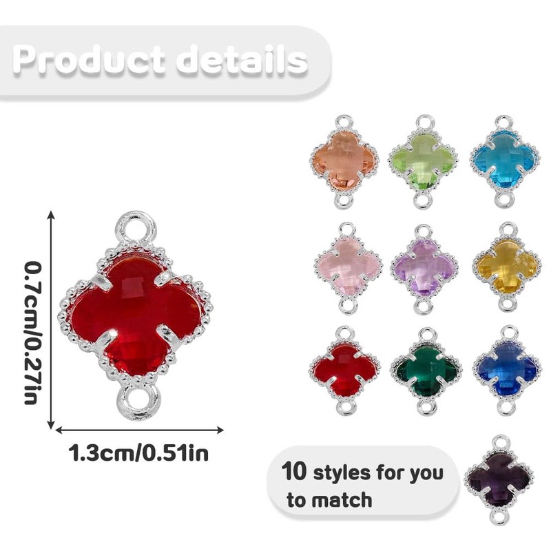YYMSEN 20 Pcs western charms Four Leaf Charms bracelet charms,Cubic