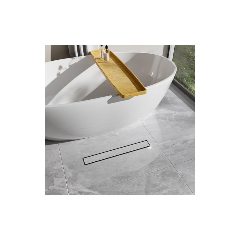 24-Inch Linear Shower Drain with Tile Insert Grate, SUS 304