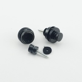 Wwomusic Black Guitar Strap Locks Classical Design Flat Round Head Heavy Duty Metal Button Security Strap lock with Strap Blocks Washers for Electric Acoustic Guitar Bass