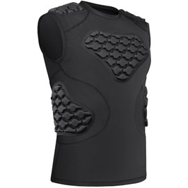 TUOYR Mens Baseball Chest Protector Football Padded Shirt Compression Vest with Pads Adult Rib Protective Sleeveless Undershirt Heart Guard for Softball Rugby Lacrosse