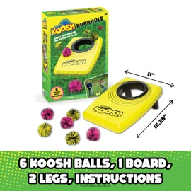 Koosh Kornhole, Cornhole Set for Kids - Outdoor Toys for Boys and Girls, Perfect for Beginners, Preschool Toys, Easy Storage, 1 Kornhole Board, 6 Koosh Balls Included, Ages 5+