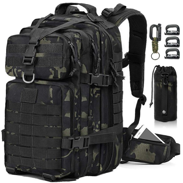 EMDMAK Military Tactical Backpack, 42L Large Military Pack Army 3 Day Assault Pack Molle Bag Rucksack for Outdoor Hiking Camping Hunting