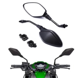 Universal Motorcycle Mirrors, 10MM 8MM Universal Motorcycle Rear View Side Handlebar Mirror Black, Compatible with ATV, Scooter, Dirt Bike, Cruiser, Snowmobile