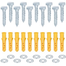 Biemian 10pcs M10x50mm Heavy Duty Wall Plugs and Screws, Nylon Anchor Bolts and Concrete Screws