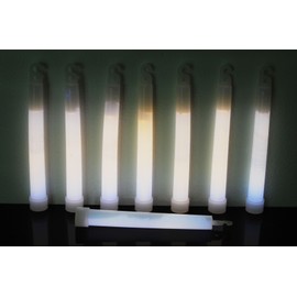 DirectGlow 6 inch 15mm Premium Glow Sticks with Lanyards 12+ Hour Glow (White, 12 Count)