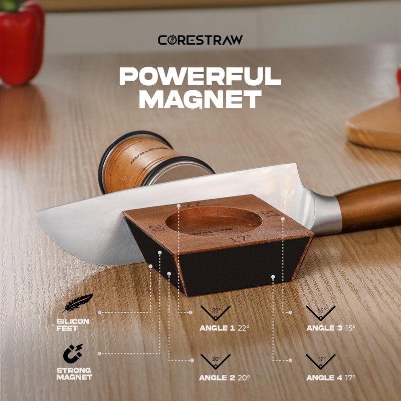 CoreStraw Rolling Knife Sharpener Kit – Multi-Angle Kitchen Knife Sharpening