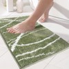 Tititex Luxury Sage Green White Curve Line Bathroom Rug, 16x24