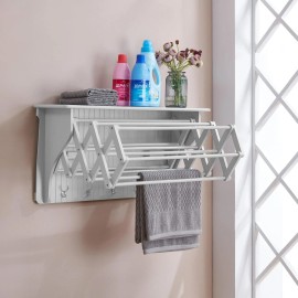 Unbranded Danya B. Wall Mounted Retractable Accordion Drying Rack - Grey