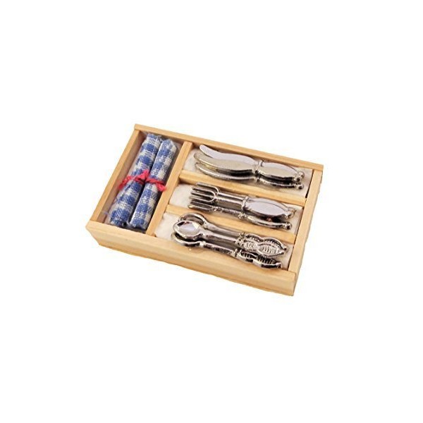 Dollhouse Cutlery & Napkins in Tray Kitchen Dining Accessory 1:12