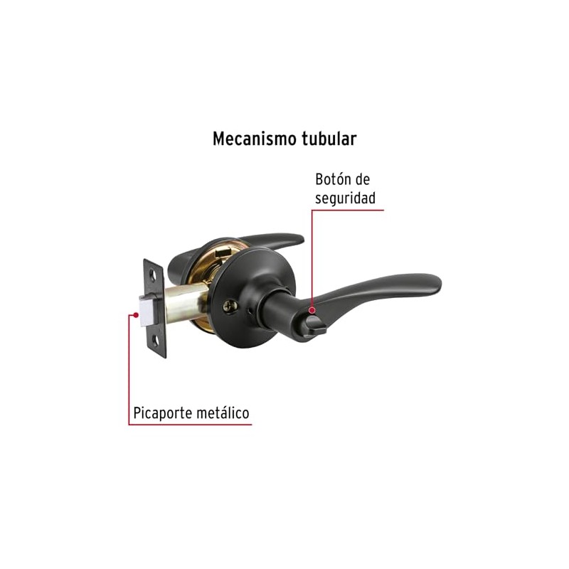 Hermex Basic CEMA-6BB, Cerradura manija "Milán" para baño color negro