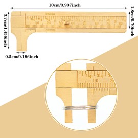 Konohan 2 Pcs Brass Vernier Caliper Pocket Handy Caliper Measuring Mini Tool Double Scale Sliding Gauge Metal Pocket Ruler for Bead Wire Jewels Rings Measurement