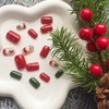 Christmas Press on Nails Short Square Fake Nails 24 Pcs,