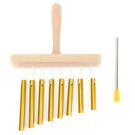 8Tone Chimes SingleRow Tube Children's Percussion Instruments Orff Preschool Toys with Hammer(Gold )