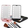 LED Lighted Makeup Cosmetic Mirror with Makeup Brushes Travel Folding