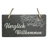 Spruchreif Slate Board with Engraving "Herzlich Willkommen" | Slate Door