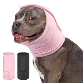 KOESON Dog Calming Hoodie, Soft No Shake Ear Wraps for Dogs, Anxiety Relief & Noise Protection Dog Ear Cover, Adjustable Neck and Head Muffs for Dogs for Firework, Grooming, Thunderstorms, Pink M
