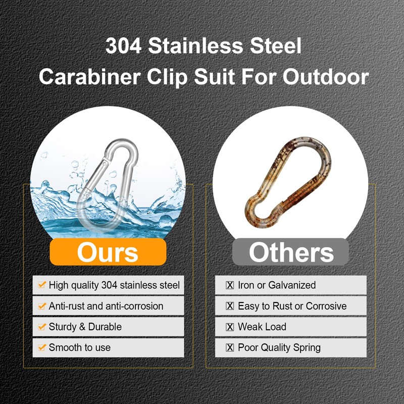 1pc 7.00 inch Large 304 Stainless Steel Carabiner Clip Hooks