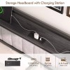 Vecelo Bed Frame with Storage Headboard Power Outlet Full Queen