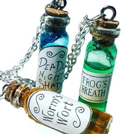 Nightmare Before Christmas Potion Bottle Necklace Deadly Nightshade Worm's Wort and/or Frog's Breath