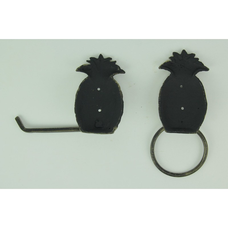 Chesapeake Antique Brass Finish Cast Iron Pineapple Towel and Tissue