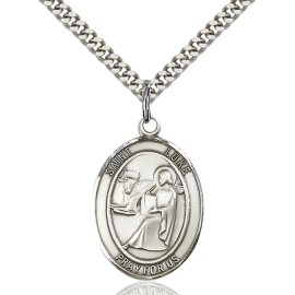 Bliss Sterling Silver Saint Luke the Apostle Holy Medal Pendant Necklace 24" Chain