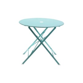 Carolina Classics  30" Folding Metal Bistro Table with Umbrella Hole in Teal