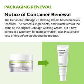 Genabelle Cabbage 74 Calming Cream - Lightweight Watery-Type Moisturizer with CICA, Sucralfate, Hyaluronic Acid, Helps Instantly Calm, & Hydrate the Skin 1.69 fl. oz.
