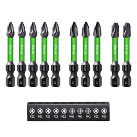 Litorange 10Pcs 50 mm PZ2 PH2 PZ3 Magnetic Impact Driver Bits, S2 Steel Screwdriver Bit Set