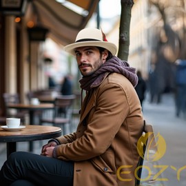 EOZY Bowler Hats for Men Womens Derby Cloche Church Fedora Hat Removable Feather Party Costume Hat Beige