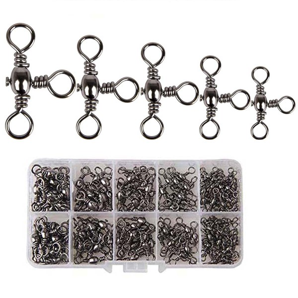 AKOSU 120pcs Fihshing Accessories Three Way Swivels Cross Line Barrel