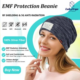 LukyTrge EMF Protection Beanies Cap, Unisex Faraday Hat, Microwave Radiation Blocking Stretch Cap Dark Blue