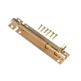 6 Of Door Bolt Barrel Slide Lock 100Mm 4 Inch Brass With Screws