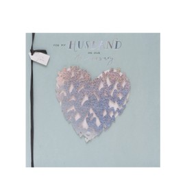 UK Greetings Wedding Anniversary Card for Husband - Holographic Heart Design