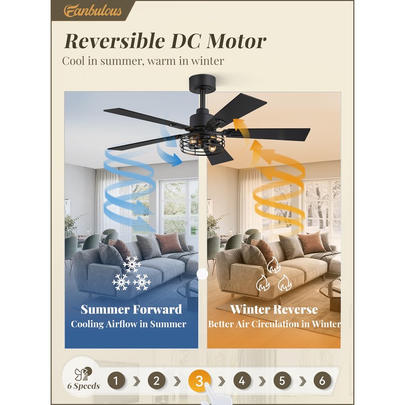Fanbulous 2 Pack Farmhouse 42 Ceiling Fans with Lights, Black