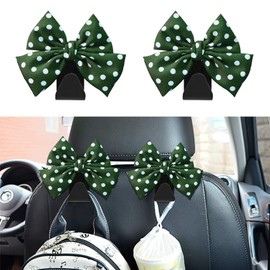 QZTYTY 2PCS Car Seat Headrest Hooks, Purse Hook for Car, Bow Shaped Vehicle Backseat Storage Hooks, Universal Car Purse Holder Hook Car Accessories Compatible with Purse Coat (Green Wave Point)