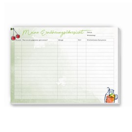 Writing Pad - My Nutrition Overview I dv_306 I DIN A4 I Food Plan Nutrition Plan Daily Plan Organiser Notepad for Tearing Off and Filling Green