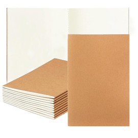 Sricam 10-Pack A5 Sketchbook,72 Pages Kraft Notebooks 20.5 x 14 CM Bulk A5 Blank Notebook for Student, Plain Paper Notebook Unlined Sketchbooks Memo Diary Planner for Office Classroom Supplies
