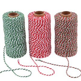 Sunmns 3 Roll Christmas Twine Cotton String Rope Cord for Gift Wrapping, Arts Crafts, 984 Feet (Multicolor A)