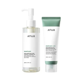 ANUA(Anua) Heartleaf Pore Control Cleansing Oil 200 ml + Heartleaf LHA Moisture Peeling Gel 120 ml 2-Step Set for Pores, Keratin, Sebum, Dark Spots, Makeup Removal, Unstable Skin, Combination Skin