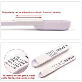 ZAAWUUT Adjustable Measuring Spoons, Set of 2, Measuring Spoons for Measuring Dry Semi Liquid Ingredients for Baking Cooking (White)