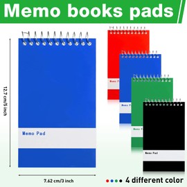 100 Pads Spiral Memo Book Wirebound Spiral Memo Pads 3'' x 5'' Small Mini Note Pads College Ruled Notebooks 60 Sheets/Pad Pocket Steno Book Top Bound Spiral Scratch Pad (Black,Green,Dark Blue,Red)