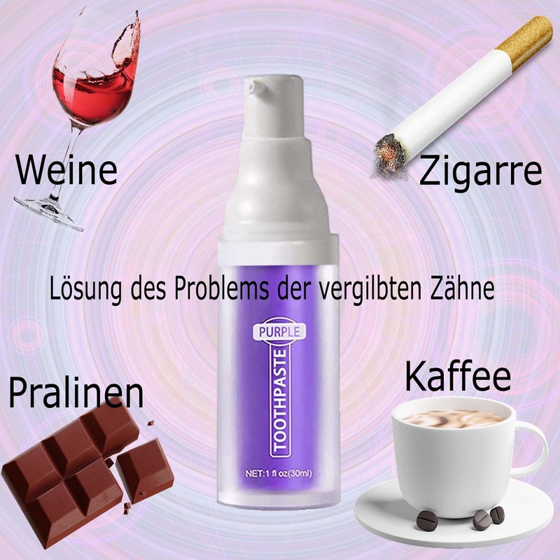 Lila Zahnpasta für Zahnaufhellung-Purple Toothpaste for teeth whitening-weiße zähne (1