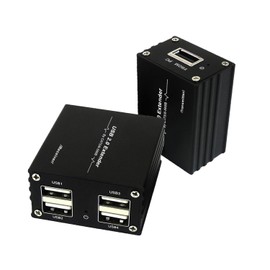 SPENFiLY 4 Ports USB2.0 Extender-Single Network Cable to RJ45 Amplifier USB2.0 Network Extender with Power Adapter