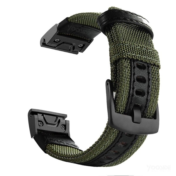 YOOSIDE Watch Strap for Garmin Fenix 7 / Fenix 6 / Fenix 5 / epix 2, 22mm Quick Fit Nylon Durable Wrist Band for Garmin Fenix 6 Pro/Sapphire,Fenix 5 Plus,Instinct,Approach S62(Green)