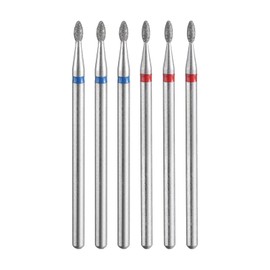 HARFINGTON 6pcs 120-140/200-230 Grits Diamond Grinding Bit 1.8mm Oval Head 2.35mm Shank Stone Sanding Drill Bits Rotary Tool for Ceramic Glass Nails Grinding Polishing