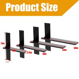 30" Heavy Duty Floating Shelf Bracket (1-Pack) -1/2" Thick Steel Countertop Support for Floating Bars, Benches, Vanities, Desks - Hidden Wall Mount