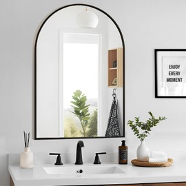 MEETDH Arched Mirror 30x48, Black Wall Mounted Mirrors, Bathroom Mirror for Wall 30 x 48 inch, Arch Vanity Mirror Metal Framed, Mordern Mirror for Bedroom, Entray, Living Room