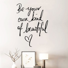 Inspirational Vinyl Wall Art Decal Be Your Own Kind of Beautiful Quote Wall Sticker Quote Butterfly Wall Art Home Decor Wallpaper for Living Room Bedroom Girl Home Decoration