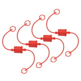 PATIKIL 3/4" ISO-B Hydraulic Coupler Male Dust Cap and Female Plug Cover, Set of 4 Rubber Quick Disconnects Port Plug Cover Fittings Red Cap with Retention Ring